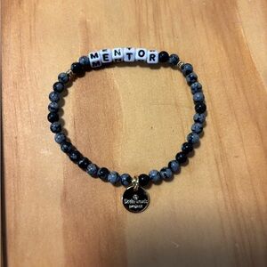 Mentor Black and Gray Beaded Bracelet with Charm